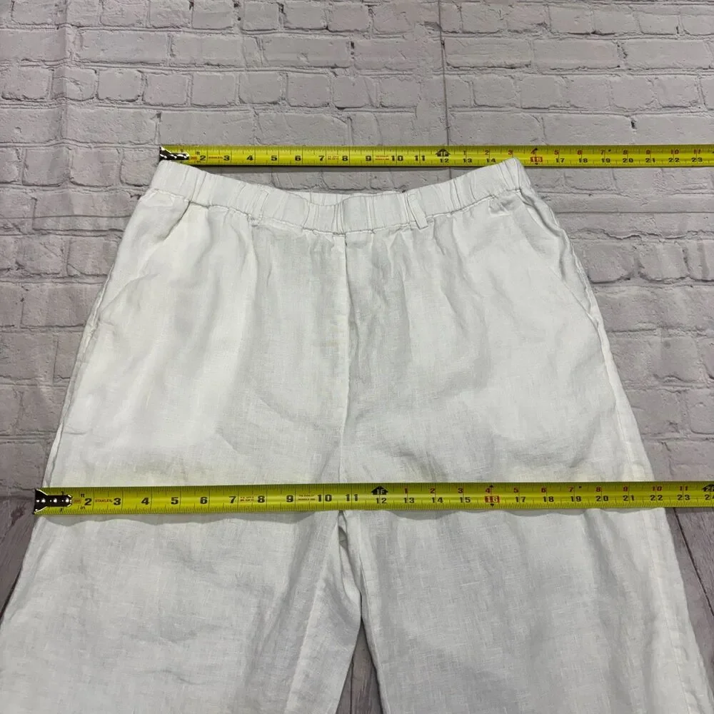 Quince Women 100% European Linen Pants Size Large White SP25 C134 -30